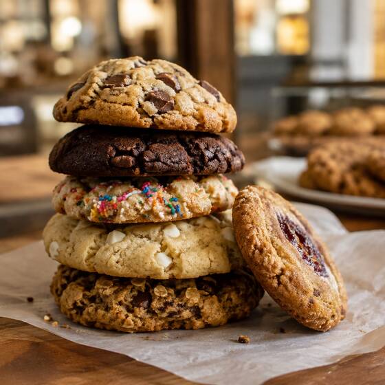 Stack of assorted cookies (sample image)