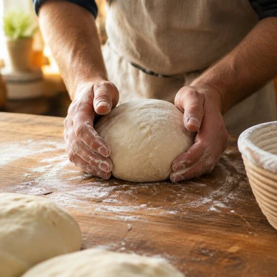 Hands shaping bread dough (sample image)
